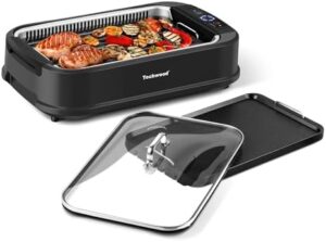 Discover the Techwood Indoor Smokeless Grill, a versatile electric grill featuring nonstick plates and 6-level control. Perfect for indoor Korean BBQ or grilling, with dishwasher-safe design.