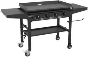 Cook up a culinary masterpiece with the Blackstone 1554 36" Omnivore Griddle, featuring powder coated steel and folding side shelves. Perfect for outdoor cooking enthusiasts. Save big on this griddle today!