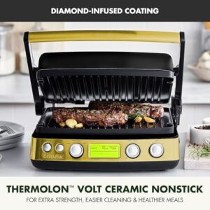 Elevate your outdoor cooking with the GreenPan Elite 7-in-1 Contact Grill & Griddle. Healthy ceramic nonstick aluminum, adjustable shade & shear, and PFAS-free for a safer grill experience. Perfect for grilling, waffling, or pan-frying.