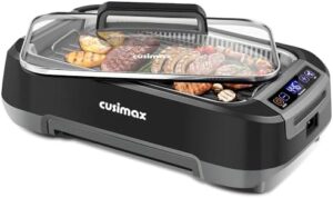 Upgrade your indoor grilling experience with the CUSIMAX Smokeless Indoor Grill. Enjoy Korean BBQ flavors without smoke or mess, thanks to its LED smart display, tempered glass lid, and turbo smoke extractor. Perfect for small kitchens!