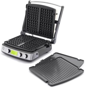 Upgrade your outdoor cooking with the GreenPan Elite 7-in-1 Contact Grill & Griddle. Features include healthy ceramic nonstick, adjustable shade & shear, and closed press/open flat surface. PFAS-free and graphite-coated for effortless food release.
