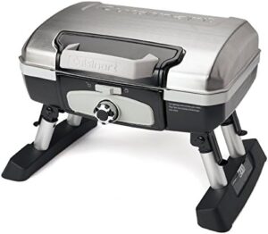 Portable gas grill perfect for small spaces and on-the-go cooking. Compact design with 5,500 BTU burner and folding handles for easy transport. Great for camping, tailgates, or small BBQs!