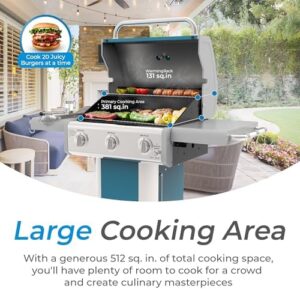 Here is the generated meta description:

"Boost backyard cooking with this Kenmore 3-Burner Propane BBQ Grill featuring 30,000 BTUs of power, cast iron grates and folding tables. Perfect for outdoor entertaining!"