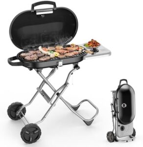 Here is the meta description:

"Upgrade your outdoor cooking with this Joy Pebble Portable Propane Gas Grill featuring 348 SQ Inch large cooking areas and quick-fold legs. Perfect for camping, tailgating or picnics. Get ready to sizzle!"