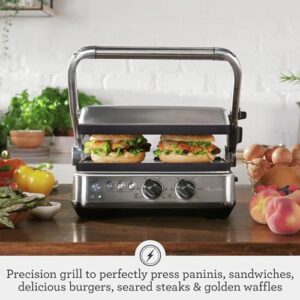 Get the perfect sear with the Breville BGR700BSS Sear and Press Grill in brushed stainless steel. Compact design for effortless cooking, 4 cooking zones, and adjustable temperature control.