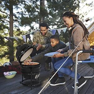 Get the perfect outdoor grilling experience with VINGLI's 13" Kamado Charcoal Grill, featuring a portable design and stand, ideal for camping, patio, backyard, or picnic use.