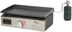 Here is the generated SEO meta description:

"Upgrade your outdoor cooking with Suburban's 18" RV Griddle, featuring quick connect and 1 lb. bottle adapter, perfect for compact stowable design, 20% hotter than comparable units, CSA certified for RV outdoor use."