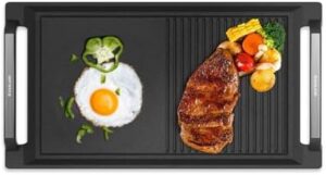 Cook with ease on your induction cooktop using the GASLAND 2-in-1 Cast Iron Grill/Griddle Pan, featuring non-stick and non-rust coating for effortless food release. Perfect for indoor grilling and pan-frying meals.