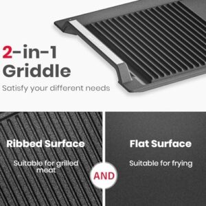 Cook with ease on your induction cooktop using the GASLAND 2-in-1 Cast Iron Grill/Griddle Pan, featuring non-stick and non-rust coating for effortless food release. Perfect for indoor grilling and pan-frying meals.