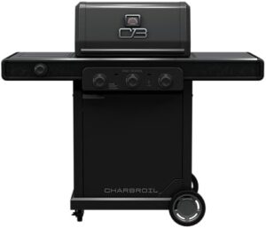 Unlock outdoor cooking possibilities with Char-Broil's Pro Series Amplifire Technology 3-Burner Propane Gas Grill and Griddle Cabinet, featuring a side burner and black finish. Perfect for family gatherings and outdoor enthusiasts!