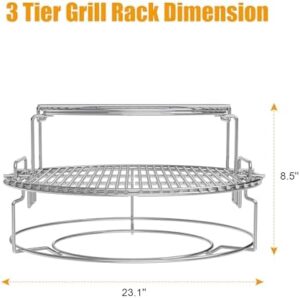 Upgrade your XL Big Green Egg grilling experience with the BBQ-PLUS Expander Rack Replacement Kit, featuring heavy-duty stainless steel construction and a removable 3-tier cooking rack system.