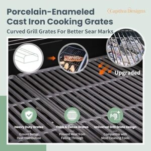 "Savor outdoor cooking with Captiva Designs' 4-Burner Propane Gas BBQ Grill featuring a side burner, porcelain-enamel cast iron grates and 42,000 BTU output for stainless steel grill perfection."