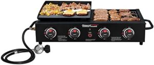 Cook up a backyard feast with the GD4001TB Propane Grill & Griddle Combo, featuring 4 burners and 40,000 BTUs. Perfect for outdoor cooking, great value without compromise!