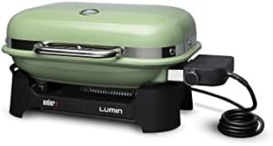 Discover the Weber Lumin Compact Outdoor Electric Barbecue Grill in Light Green, perfect for small spaces like patios, balconies, and decks. Enjoy portable and convenient grilling, great for outdoor entertaining!