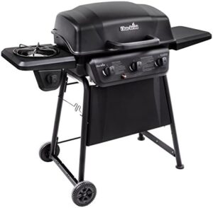 Boost outdoor gatherings with Char-Broil Classic Series Convective Propane Gas Grill, featuring 3 burners and a side burner. Perfect for grilling enthusiasts, this stainless steel grill delivers great results.