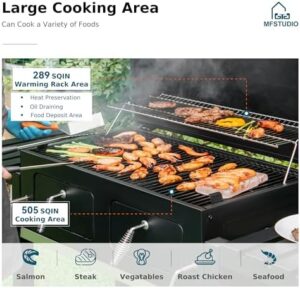 Here is the optimized SEO meta description:

"Upgrade your outdoor gatherings with the MFSTUDIO Multifunctional BBQ Charcoal Grills, featuring temperature control, side table and easy clean ash tray. Perfect for family and friends parties, large enough to feed a crowd!"