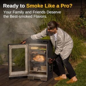 Unlock backyard BBQ and outdoor cooking nights with the EAST OAK Electric Smoker. Large capacity, 4 detachable racks, meat thermometer, and glass door for easy monitoring. Perfect for parties and gatherings, night blue color adds a touch of elegance.