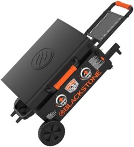Cook up outdoor adventures with the Blackstone 22" On The Go Portable Gas Griddle, a foldable flat top grill perfect for camping or backyard gatherings. Boast a compact design and propane-fueled cooking.