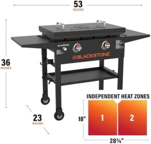 Cook up a feast with the Blackstone 2269 28" Original Omnivore Griddle, featuring powder coated steel and hard cover, perfect for outdoor cooking enthusiasts.