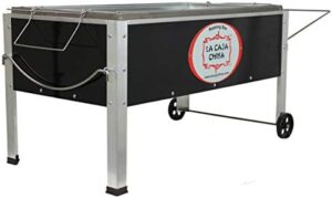 "Transform your outdoor gatherings with La Caja China's Model #1-70 LB Pig Roaster, featuring a metal jacket black design and rotisserie grill for perfect roasting results. Save big on this BBQ favorite!"