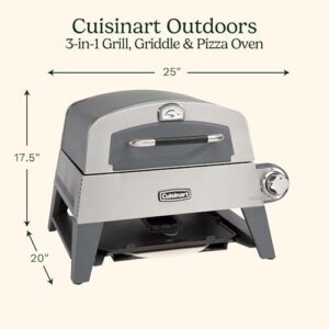 Discover the ultimate cooking experience with Cuisinart's 3-in-1 grill, griddle, and pizza oven. Enjoy versatile cooking for up to 4 people, featuring stainless steel construction and easy cleanup.