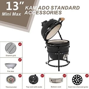 Discover the Outvita Ceramic Grill, a portable 13" Round Kamado Charcoal Grill perfect for BBQ enthusiasts. Compact and versatile, it's ideal for camping trips or backyard gatherings.