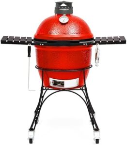 Cook up a backyard culinary masterpiece with the Kamado Joe Classic Joe Series II Ceramic Charcoal Grill and Smoker. Features 250 sq inches of cooking space, stainless steel grates, and side shelves for easy prep.