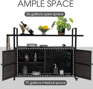 Discover the HOMEFUN Outdoor Bar Cart Table, a versatile patio console storage cabinet with wheels and waterproof wicker serving tables perfect for BBQs and outdoor gatherings.