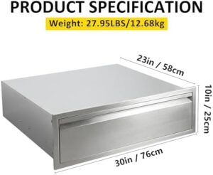 Here is the generated meta description:

"Enhance your outdoor kitchen island with this 30x10 flush mount BBQ single drawer, featuring a stainless steel divider for easy storage and organization."