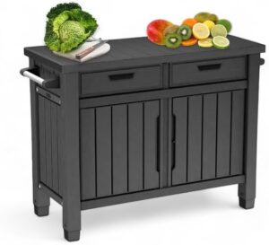 "Transform your outdoor gatherings with this multifunctional BBQ grill table featuring drawers for storage, a buffet area, and entertainment space. Perfect for hosting friends and family."