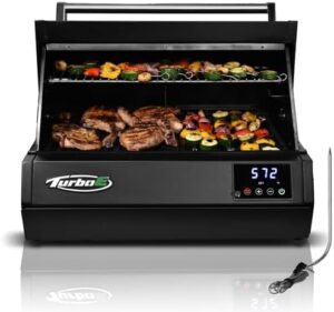 Here is the generated SEO meta description:

"Experience precision cooking and searing with Turbo E's high-power 1700W infrared grill technology, featuring a 24-inch smart BBQ grill with probe and digital display for perfect results every time. Discover a new level of grilling performance."