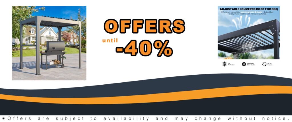 8x5 Louvered Pergola Aluminum BBQ Pergola Hardtop Gazebo for Outdoor Grill Adjustable Rainproof Roof Pergola for Patio