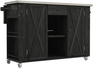 Elevate your outdoor cooking experience with the Merax 52.25" W Outdoor Kitchen Island featuring a stainless steel tabletop and storage cabinet for BBQ and bar essentials, perfect for patio gatherings.