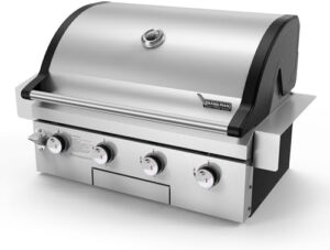 Boost your outdoor cooking experience with Brand-Man's Built-In Head Gas Grill. Enjoy 4 burners and 40,000 BTUs of power in a durable 304 stainless steel design. Perfect for converting to natural gas.