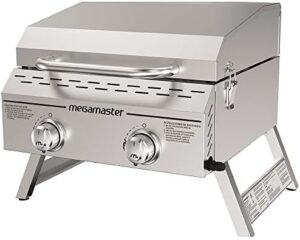 Cook up a storm outdoors with this premium 2-burner grill featuring foldable legs and stainless steel construction. Perfect for camping or patio gatherings, enjoy quality BBQs without the hassle.