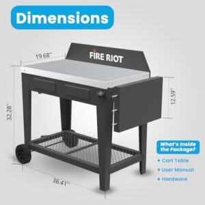 Get ready for outdoor cooking adventures with our Portable Grill Table, featuring a 36” stainless steel tabletop and wheels for easy mobility. Perfect for BBQ enthusiasts!