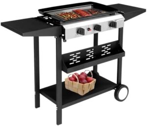 Cook up outdoor adventures with Outvita's 3 Burner Gas Griddle, featuring 30,000 BTU power and side shelves for camping or backyard BBQs.