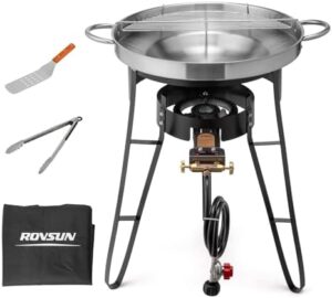 Master the art of outdoor cooking with ROVSUN's 23" Concave Comal Set, featuring a powerful 80,000BTU propane stove and stainless steel discada cooker for backyard & outdoor adventures. Perfect for stir-frying, grilling, and more!