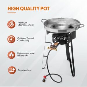 Master the art of outdoor cooking with ROVSUN's 23" Concave Comal Set, featuring a powerful 80,000BTU propane stove and stainless steel discada cooker for backyard & outdoor adventures. Perfect for stir-frying, grilling, and more!