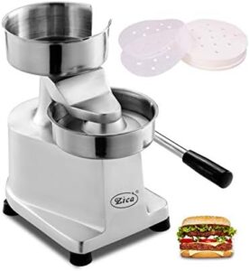 Here is the optimized SEO meta description:

"Shape perfect burgers with the ZICA Commercial Stainless Steel Burger Press, featuring a heavy-duty design and 500 included patty papers. Perfect for commercial use or at home."