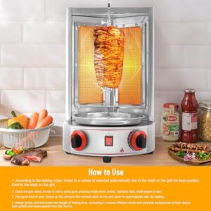 Here is the generated SEO meta description:

"Upgrade your food truck or restaurant with this powerful electric shawarma machine featuring a 3000W vertical gas broiler and 360° rotating grill, perfect for cooking doner kebabs and gyros to perfection."