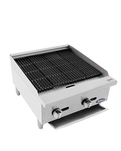 "Experience heavy-duty grilling with the CookRite Natural Gas Radiant Charbroiler, featuring a powerful broiler and durable construction. Get sizzling results with this BBQ grill's even heat distribution and generous cooking surface."