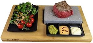 Get sizzling results with the Black Rock Grill Cooking Stone, perfect for hot steak nights. Compact design for indoor use, non-stick lava stone for easy food release and minimal cleanup.