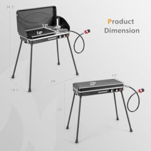 Boost your outdoor cooking experience with the Nightcore 2-Burner Propane Camping Stove. Portable design, detachable legs and wind screen for effortless BBQing, picnicking or camping adventures, now at a discounted price!
