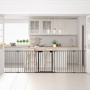 Here is the generated meta description:

"Protect your home and pets with the Costzon Baby Safety Gate, featuring 5 panels of adjustable width, a walk-through door, and sturdy metal construction for up to 121 inches of coverage. Get discounts on this safety gate!"