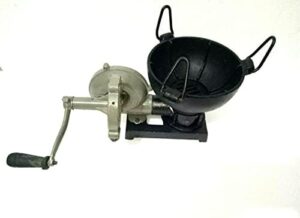 "Discover a vintage-style coal forge furnace with pedal handle for knife making and blacksmithing. Ideal for forging tools with this unique, hand-blown design."
