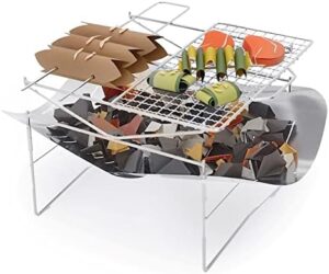 Boost your outdoor cooking with the 498 Ultralite BBQ Grill and Stove, featuring 2 grates and 1 skewer. Perfect for camping trips or backyard gatherings!