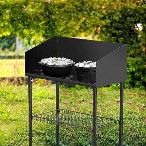 Here is the generated meta description:

"Collapsible grill table for Dutch ovens and food prep, perfect for camping or backyard gatherings. Store utensils and ingredients in the storage basket and enjoy a picnic with friends and family."