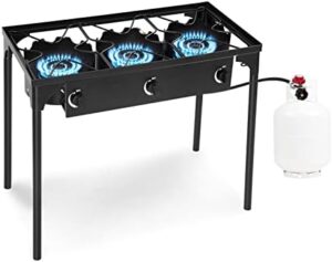 Boost outdoor adventures with the GYMAX Camping Stove, featuring 3 burners, detachable legs and 225,000-BTU output for reliable cooking. Perfect for camping trips, BBQs and outdoor gatherings.