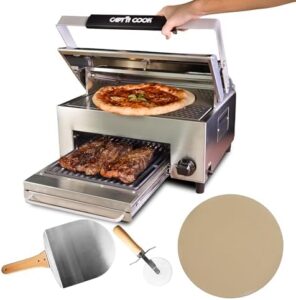 Here is the generated meta description:

"Indulge in backyard pizzas with OvenPlus' portable propane oven featuring dual cooking decks, smokeless design, and pizza stone. Perfect for camping or BBQs!"